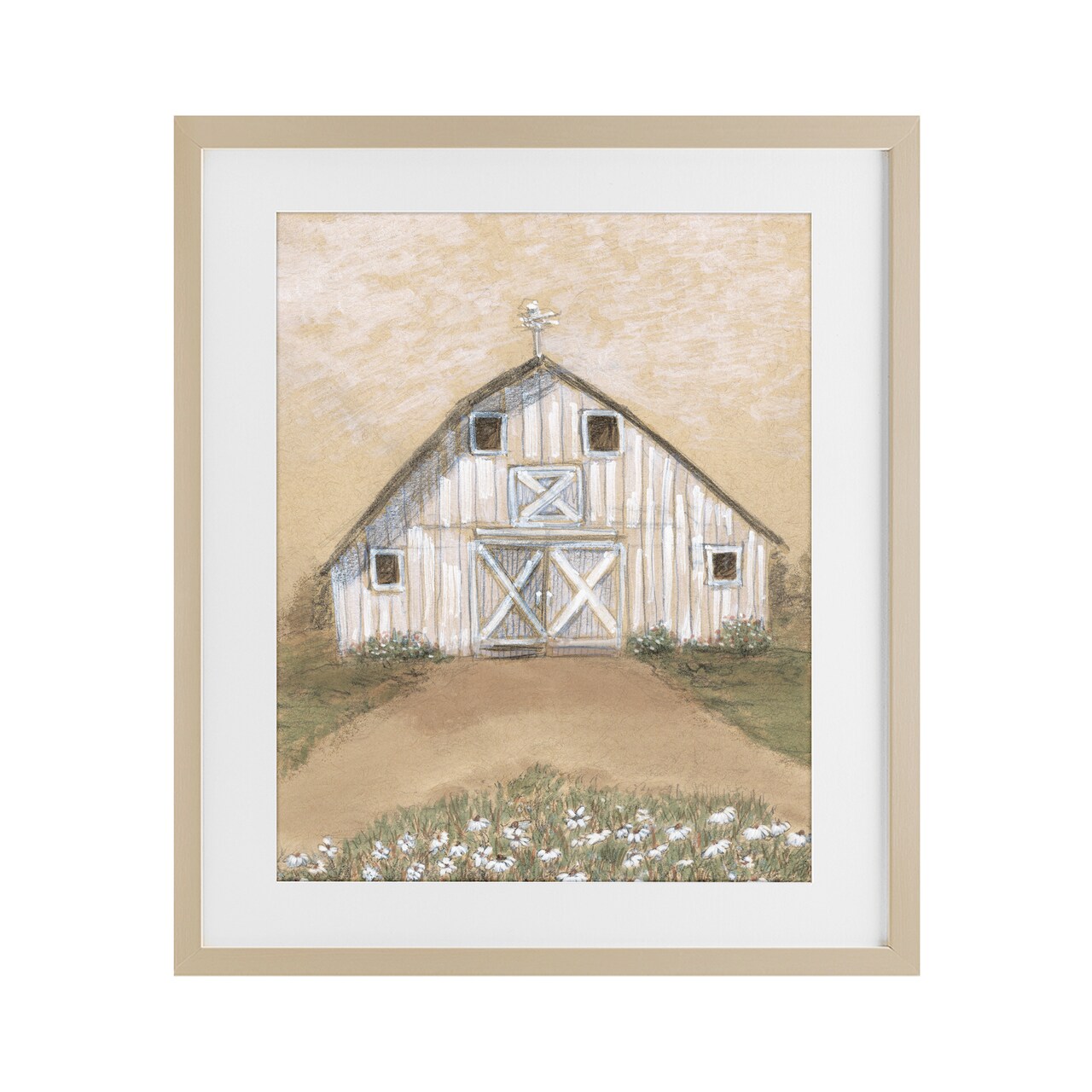 Stupell Industries Barn Lane Flowers Drawing Framed Print Under Glass, design by Patti Bishop